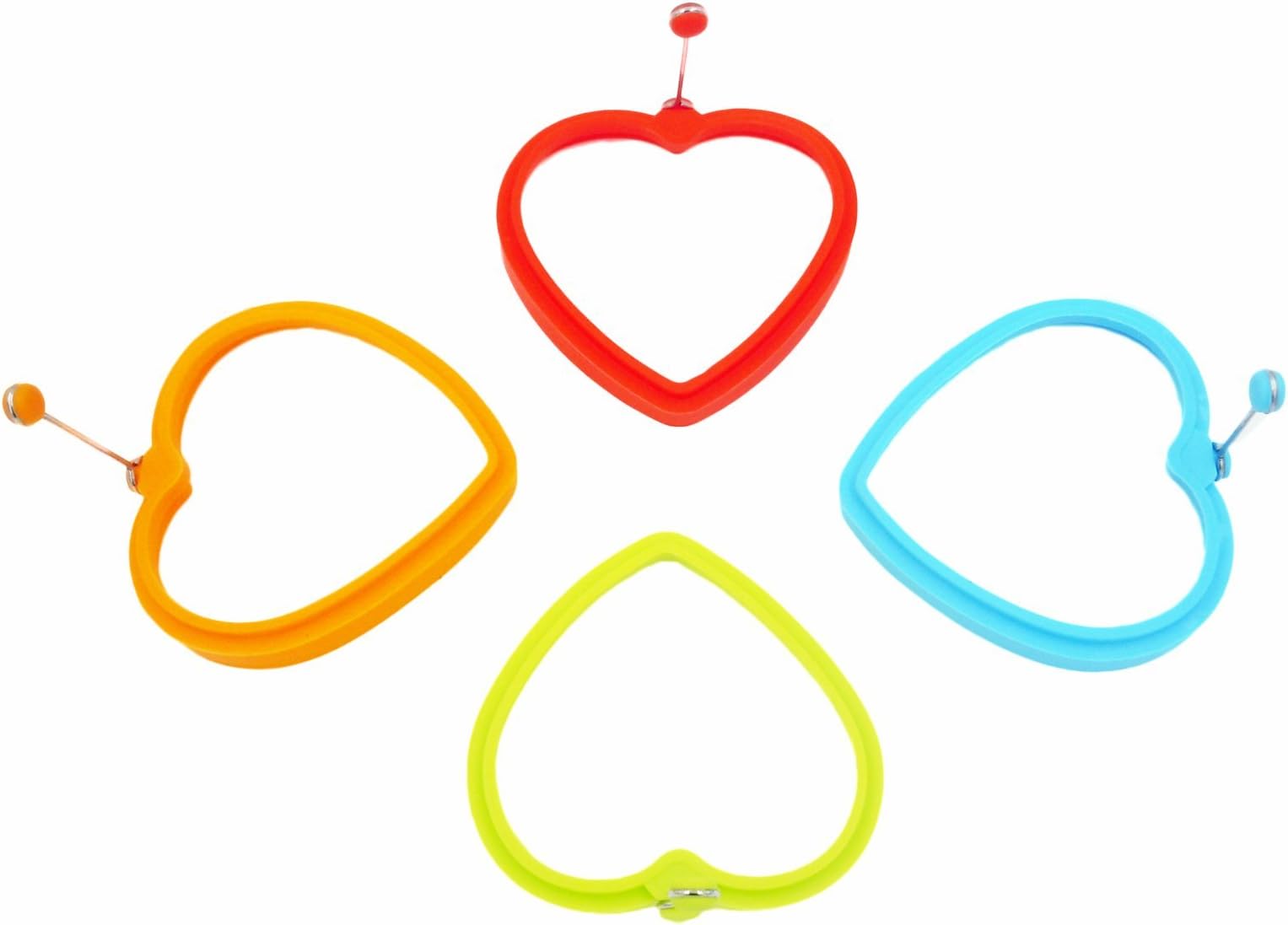 NELPLA Silicone Heart Egg Pancake Mold,4 Color in pack,100% BPA free & FDA approved,Heat resistance,No odor,Non-toxic