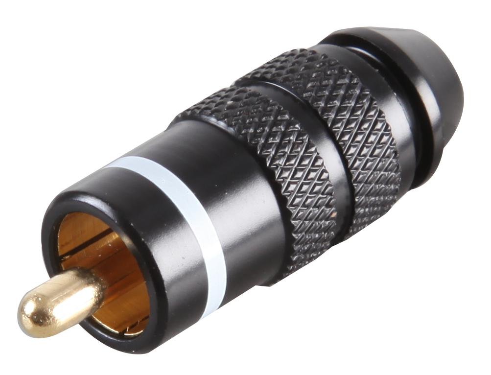 PRO SIGNAL RCA Phono Plug, Gold-Plated Pin, White Band, 2 Contact, Metal Body, Audio Connector for Cables — image 1