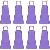 Fengek 8 Pcs Bib Apron for Unisex Colorful Kitchen Apron Bulk with 2 Roomy Pockets for Kitchen BBQ Painting Baking (Purple)
