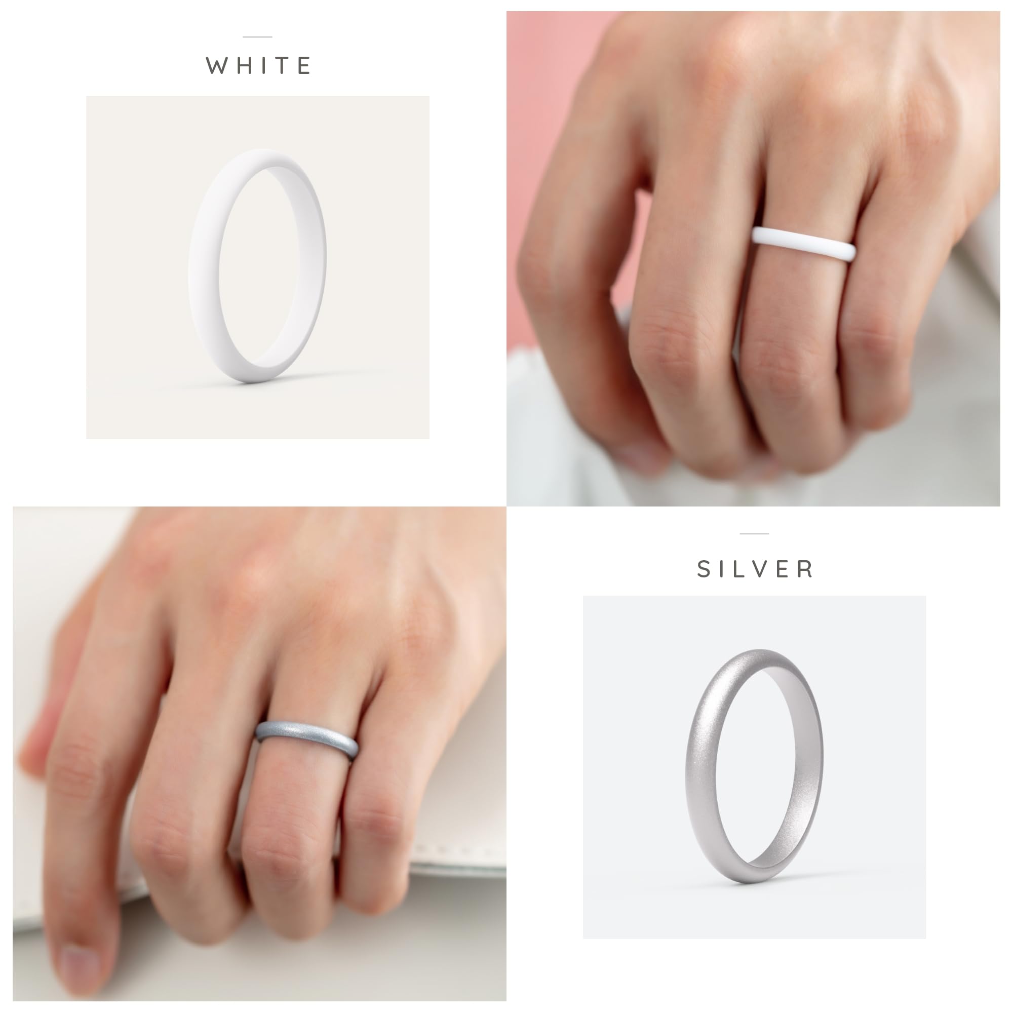 ThunderFit Women’s Silicone Thin and Stackable Ring Enhancers, Silicone Wedding Bands, 2.5mm Wide 2mm Thick, Variety Multipack 1-12