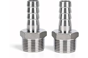 GOLUMINI Hose Barb Fittings,304 Stainless Steel,5/8" Hose Barb to 3/4" Male NPT Male Thread Adapter Connector,Industrial Hose to Pipe Fittings Connect for Gas/Water/Oil.(2Pcs)