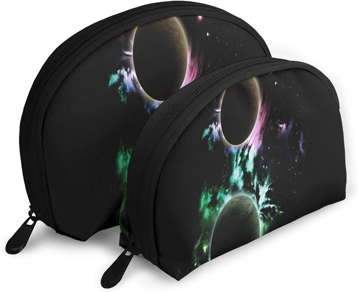 Makeup Bag Cosmic Space Art Portable Shell Makeup Case For Girlfriend Halloween Gift 2 Piece