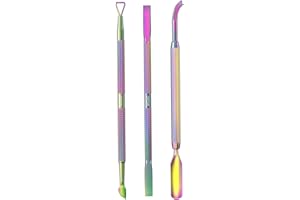 Cuticle Pusher Acetone/Gel/Nail Polish Remover Stainless Steel Professional 3pcs Set Cuticle Scraper Fingernails & Toenails Clean Manicure Tools Cuticle Care for Women&Girl,opove CP-3 (Rainbow Color)