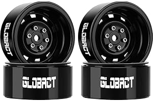 GLOBACT 1.9 Beadlock Wheels RC Wheel Hub for 1/10 TRX4 TRX6 Axial SCX10 I II III Pro Redcat RC Crawler Upgrade Accessories (4Pcs Black)