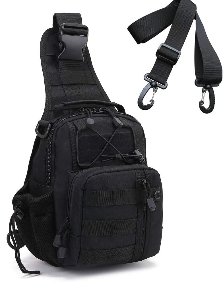 Tactical Outdoor Sling Bag Military MOLLE EDC Rover Sling Chest Backpack Suitable for Carrying Ipad,Phone Wallet or Other Daliy Necessities (black)