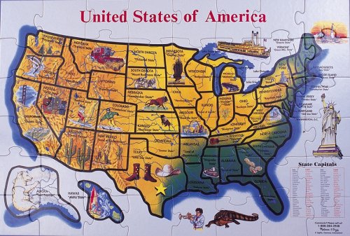 48-piece Deluxe United States Map Cardboard Floor Puzzle