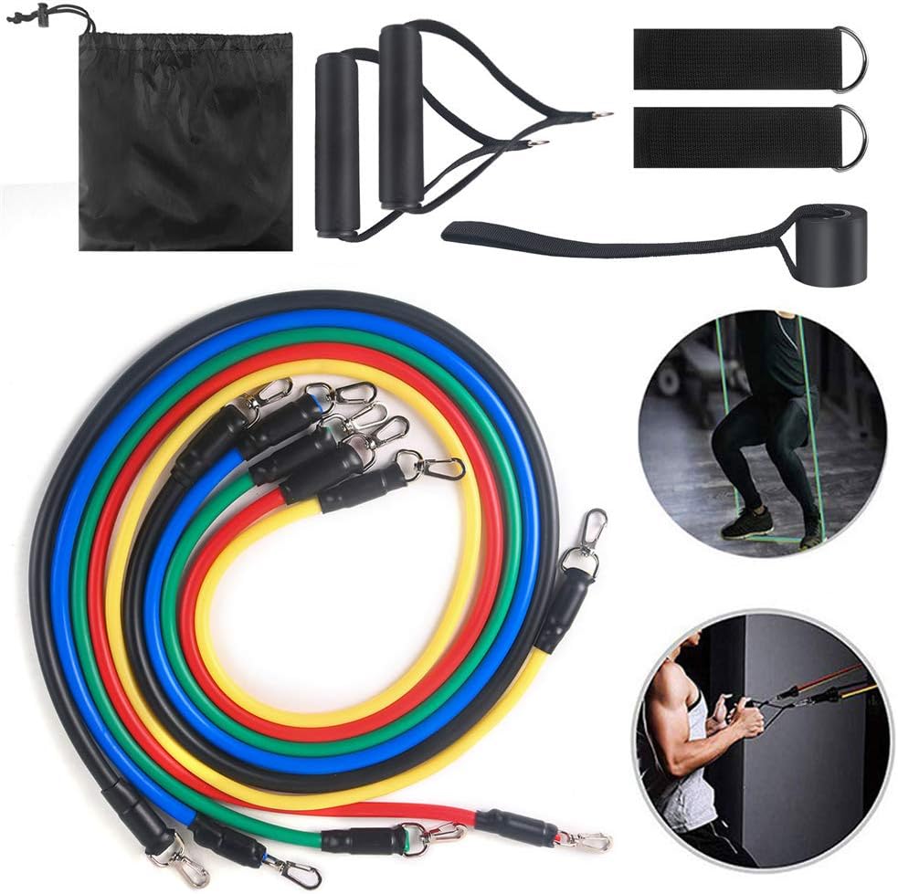 xingxinqi 11 Pack Portable Exercise Resistance Bands Set Stackable Up to 100 lbs Exercise Bands for Home Workouts Yoga Gym Training
