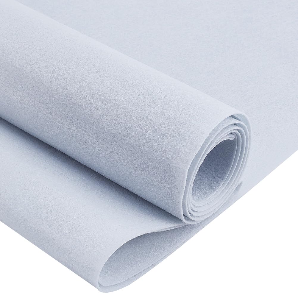 BENECREAT 3mx40cm White-Grey Felt Fabric Roll, 1mm Thick Soft Woven Nonwoven Fabric Sheets for Crafts, Patchwork Sewing, Costumes