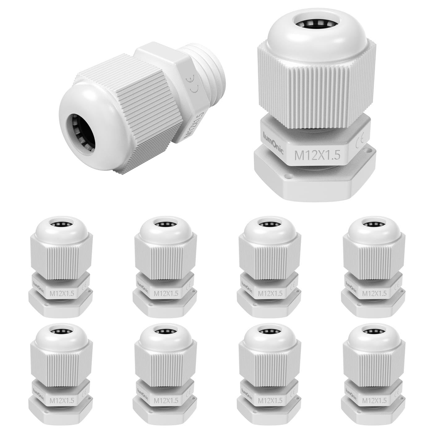 10x Cable Gland M12 IP67 Metric d3-6,5mm Grey — image 1