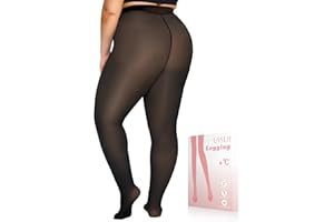 UISLII Plus Size Fleece Lined Tights Women,Warm Pantyhose Leggings Women,Fake Translucent Thermal Skin Colored Tights Winter.