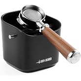 MHW-3BOMBER Espresso Knock Box, 1.2L(15 Cups) Coffee Knock Box with Removable Knock Bar and Anti-slip Pads for Espresso Puck, Coffee Ground, Durable Espresso Accessories, Black GB5967B