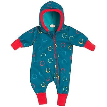 Lilakind“ Baby Jungen Mädchen Overall Einteiler mit Kapuze Softshell Kreise Petrol Rot Gr. 56/62-116/122 - Made in Germany