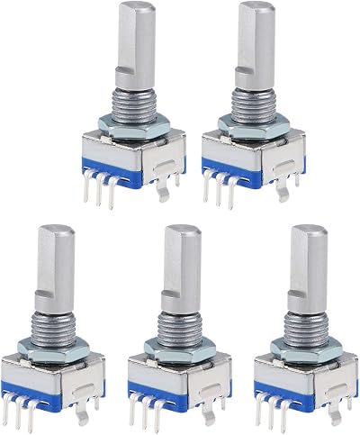 sourcing map EC11 Rotary Encoder 5 Pin 20mm D-Shaft Digital Potentiometer 5pcs