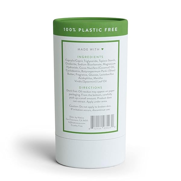 NATIVE PLASTIC FREE DEODORANT CONTAINS NATURALLY DERIVED INGREDIENTS, 72 HOUR ODOR CONTROL | DEODORANT FOR WOMEN AND MEN, ALUMINUM FREE WITH BAKING SODA, COCONUT OIL AND SHEA BUTTER | CUCUMBER & MINT