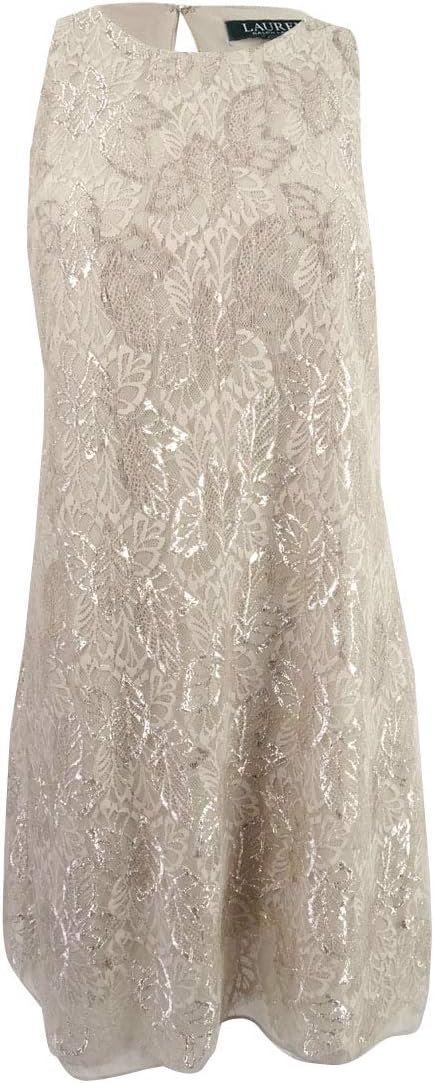 Lauren Ralph Lauren Womens Olevia Lace Metallic Cocktail Dress
