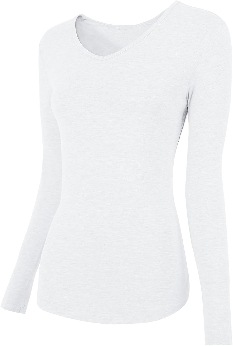 H HIAMIGOS Women V Neck Long Sleeve Cotton T-Shirt White XXXL