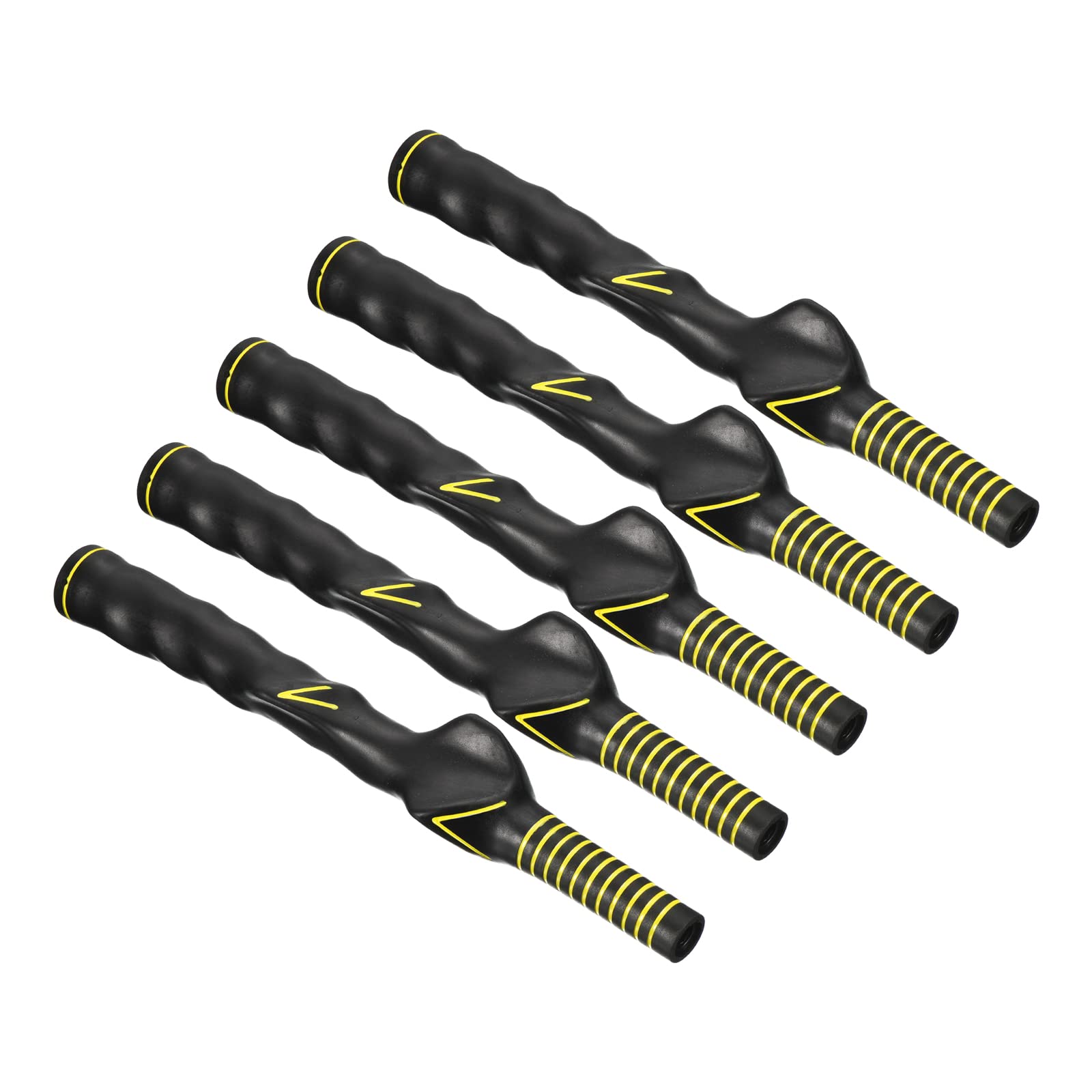 PATIKIL Golf Club Training Grip, 5 Pack Right Handed Teaching Practice Swing Non-Slip Auxiliary Aid Correction for Golf Trainer Beginner, Black Yellow