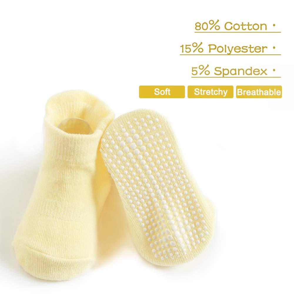 AVANTMEN Baby Socks with Grips Non Slip for Babies Girls Boys Toddlers Infants Kids Ankle Socks Anti Skid 6/12 Pack (12 Pack Girls - Assorted Solid, 1-3T)