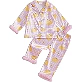 Ayalinggo Toddler Baby Girl Halloween Pajamas Feather Satin Silk Button Down Pumpkin Pjs Outfit Nightgown Jammies Lounge Set