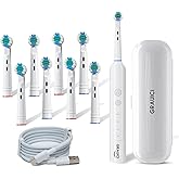GRAUICI Deep Clean Rechargeable Electric Powered Toothbrush, Rechargeable Electric Toothbrush with 8 Brush Heads,Pressure Sensor to Protect Gums