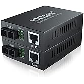 10Gtek Convertidor de medios Gigabit SingleMode de fibra a Ethernet, fibra SC dual, 1000Base-LX a 10/100/1000Base-Tx Gigabit 