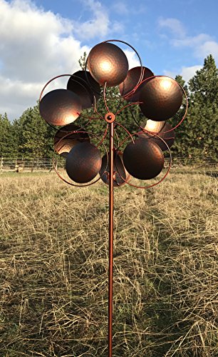 6ft Bronze Flower Wind Spinner Garden Kinetic Metal Wind Spinners Yard