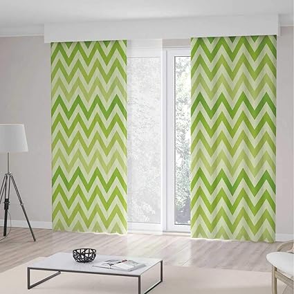 Iprint Lime Green Blackout Curtains Chevron Traditional Zig Zag