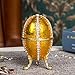 QIFU Hand Painted Enameled Easter Egg Style Decorative Enamel Trinket Box Hinged