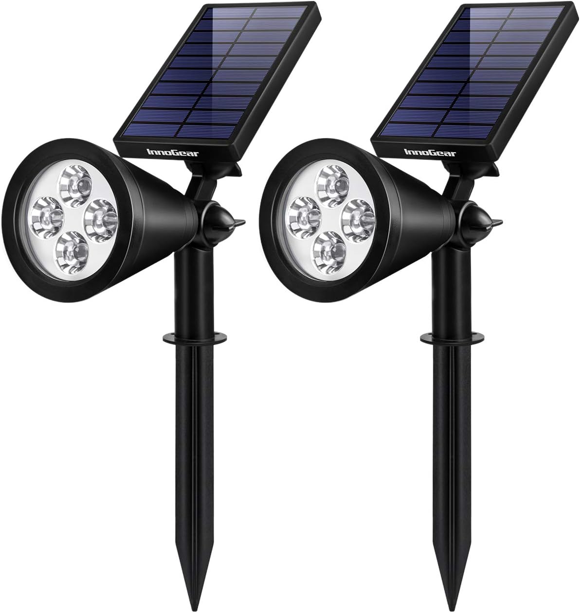 InnoGear Solar Lights Outdoor, Upgraded Waterproof Solar Powered Landscape Spotlights 2-in-1 Wall Light Decorative Lighting Auto On/Off for Pathway Garden Patio Yard Driveway Pool, Pack of 2 (White) : Home Improvement