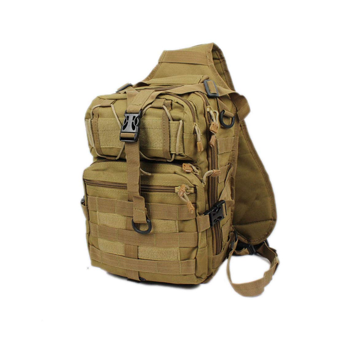 Hebetag Leather Sling Bag Crossbody Backpack for Men Women Travel Outdoor Camping, #33khaki(nylon), 24(W)x16cm(D)x35cm(H)(9.5"x6.3"x13.8") approx;, Sling Backpacks