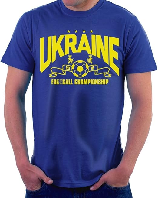 Euro 2016 Football Ukraine Stars Blue Men's TShirt Amazon.co.uk Clothing