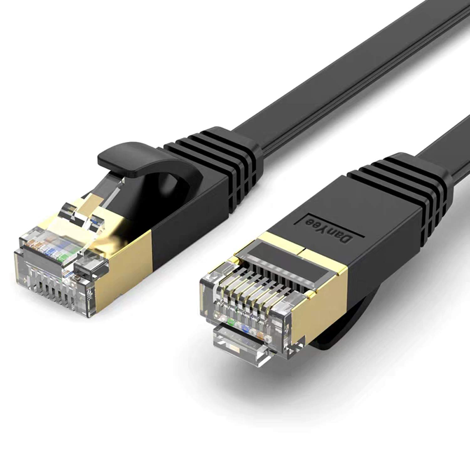 Ethernet Cable DanYee Cat 7 Flat High Speed PVC Lan Network Patch Cable Gold Plated Plug STP Wires CAT 7 RJ45 Ethernet Cable 0.5M 1M 2M 3M 5M 7M 10M 15M 20M 30M (15M)
