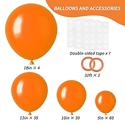 RUBFAC 129pcs Orange Balloons Different Sizes