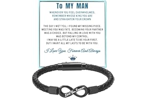Coolvy To My Man Straighten Your Crown Bracelet for Husband Boyfriend Mens Braided Leather Bracelets Valentine Birthday Christmas Gifts for Him