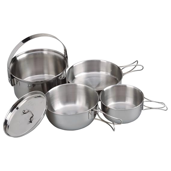 AceCamp Camping-Kochtopfset, Stapelbar, Kochset, Kochgeschirr, Kompakt, Aluminium, 3-,4- und 5-teilig