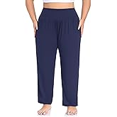 ZERDOCEAN Women's Plus Size High Waist Yoga Pants Casual Comfy Relaxed Loose Lounge Pants with Pockets