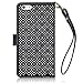 iPhone 6S Plus Case, Terrapin [Etched Floral Pattern] Textured PU Leather Wallet Case with Card Slots ID Window Cash Compartment and Detachable Wrist Strap Case for iPhone 6 Plus / 6S Plus - Black