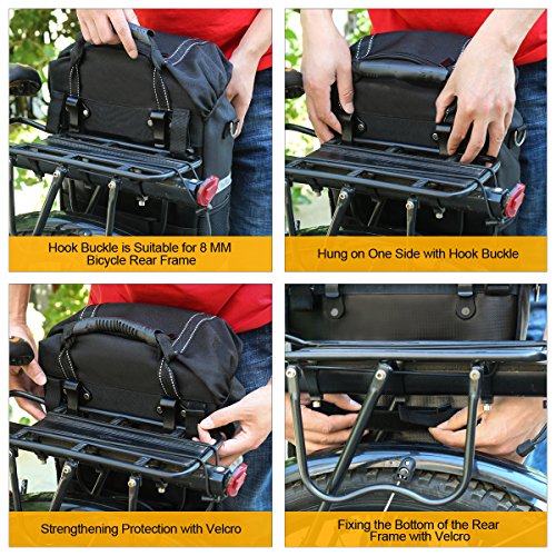 Eshow Waterproof Single Rear Bicycle Pannier Adjustable Hooks with Handle Strap Bag
