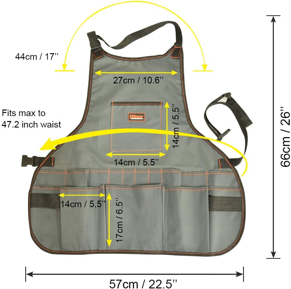 Professional Canvas Woodworking Apron - with 14 Tool Pockets Fully Adjustable Protective Heavy Duty Work Apron for Home Garden Men Women Waterproof BY Gold-Hao-The-Bathroom