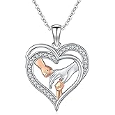 WYDDO Mother Daughter Necklace, Heart Pendant Necklace, Rose Flower Necklace for Mom,Jewelry Birthday Gift for Mom Women Her