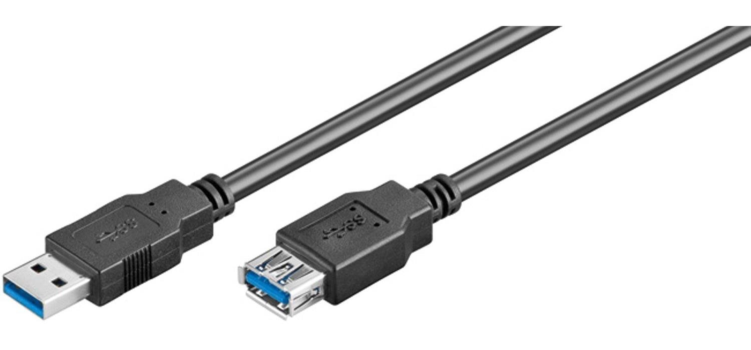 Goobay 95726 USB 3.0 Superspeed Extension Cable, Black, 5m Length