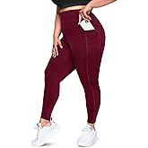 Happy.angel Plus Size Leggings with Pockets for Women, High Waisted Capri Yoga Workout Pants Cropped Tights 3X 4X