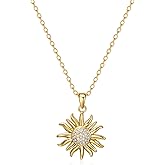 Rnivida Sunburst Necklace for Women,14K Gold Plated Sun Jewelry for Her