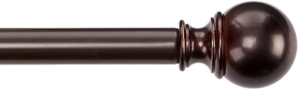 AmazonBasics Adjustable 1 inch Curtain Rod with Round Finials and Brackets, 36 inch to 72 inch, Bronze