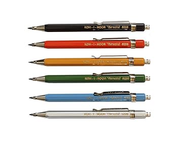 Fallbleistift Druckbleistift Metall kurz 2 mm Mine KOH-I-NOOR 6er Set incl. Bleistiftminen