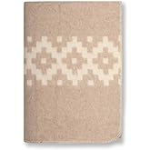 Thick Alpaca Wool Blanket Heavyweight Camping Outdoors Indoors Soft Peruvian Blankets Queen Size Ethnic Design (Beige - Ivory, Queen)