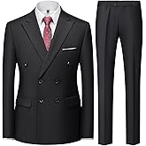 Men's 3 Piece Suit Slim Fit Double Breasted Tuxedo Formal Blazer Pants Vest Suit Set for Wedding Casual Business
