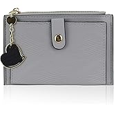 WishLotus Small Wallet Women, Soft PU Leather Bifold Card Wallet with 6 Card Slot and Coin Purse Credit Card Holder for Women Dating Traveling Shopping (Grey)