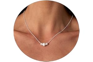 Kyerlyn Dainty Pearl Pendant Necklaces for Women 14K Gold Plated Handmade Layered Pearl Chain Necklace Delicate Layered Pearl Necklace Everyday Jewelry Gift