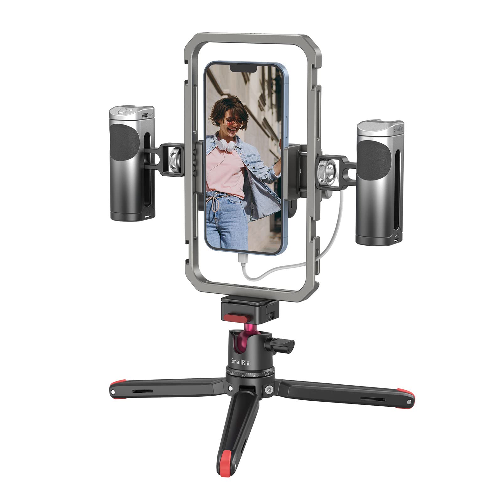 Photo 1 of SmallRig All-in-One Universal Phone Video Rig Kit, with Wireless Control Handles, Power Bank Holder, Table Tripod, Universal Phone Cage Kit for iPhone 16/15 /14 Pro/Max Series Vlogging Kit - 4120